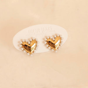 Lovebirds Pearl Heart Earrings