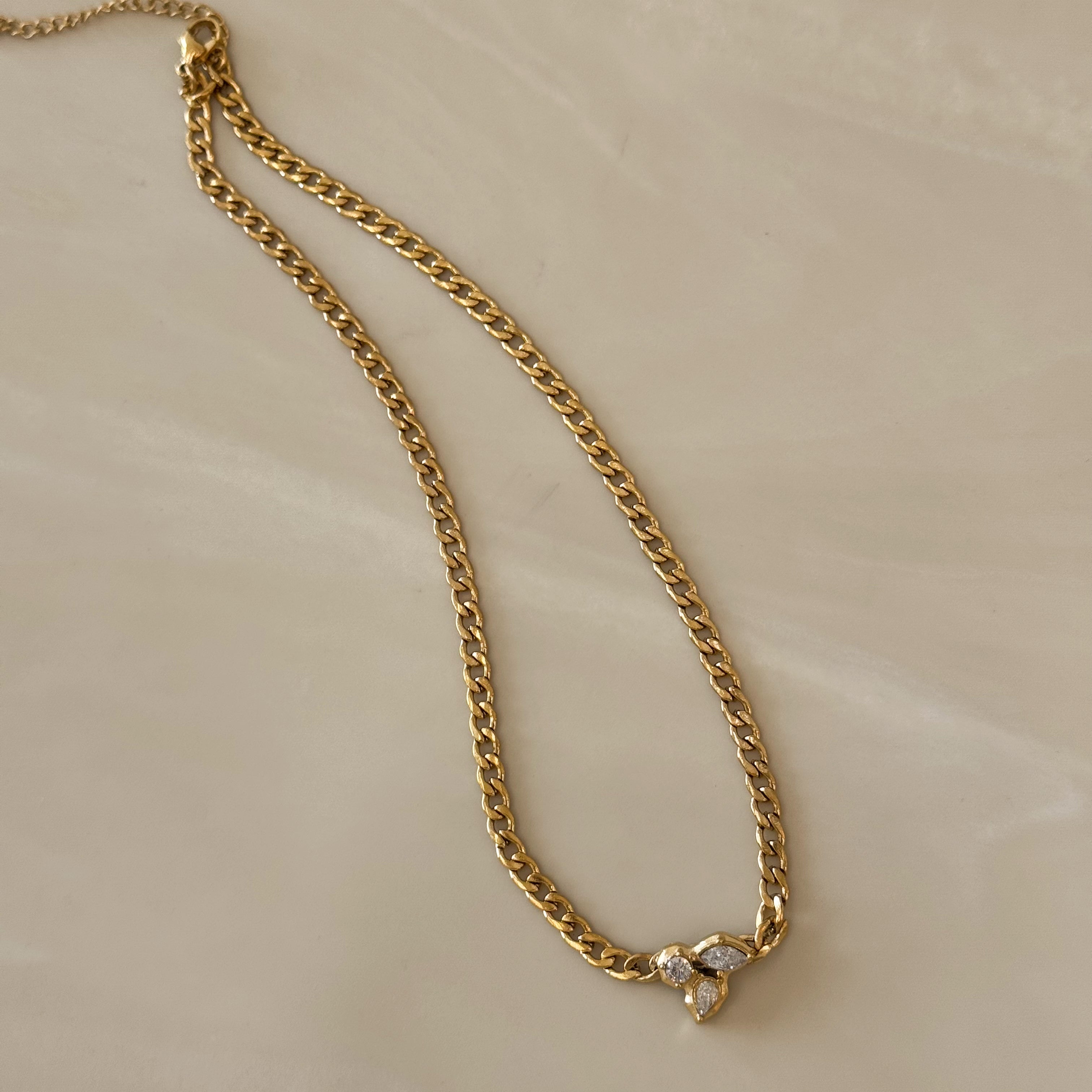 Mistletoe CZ Link Necklace