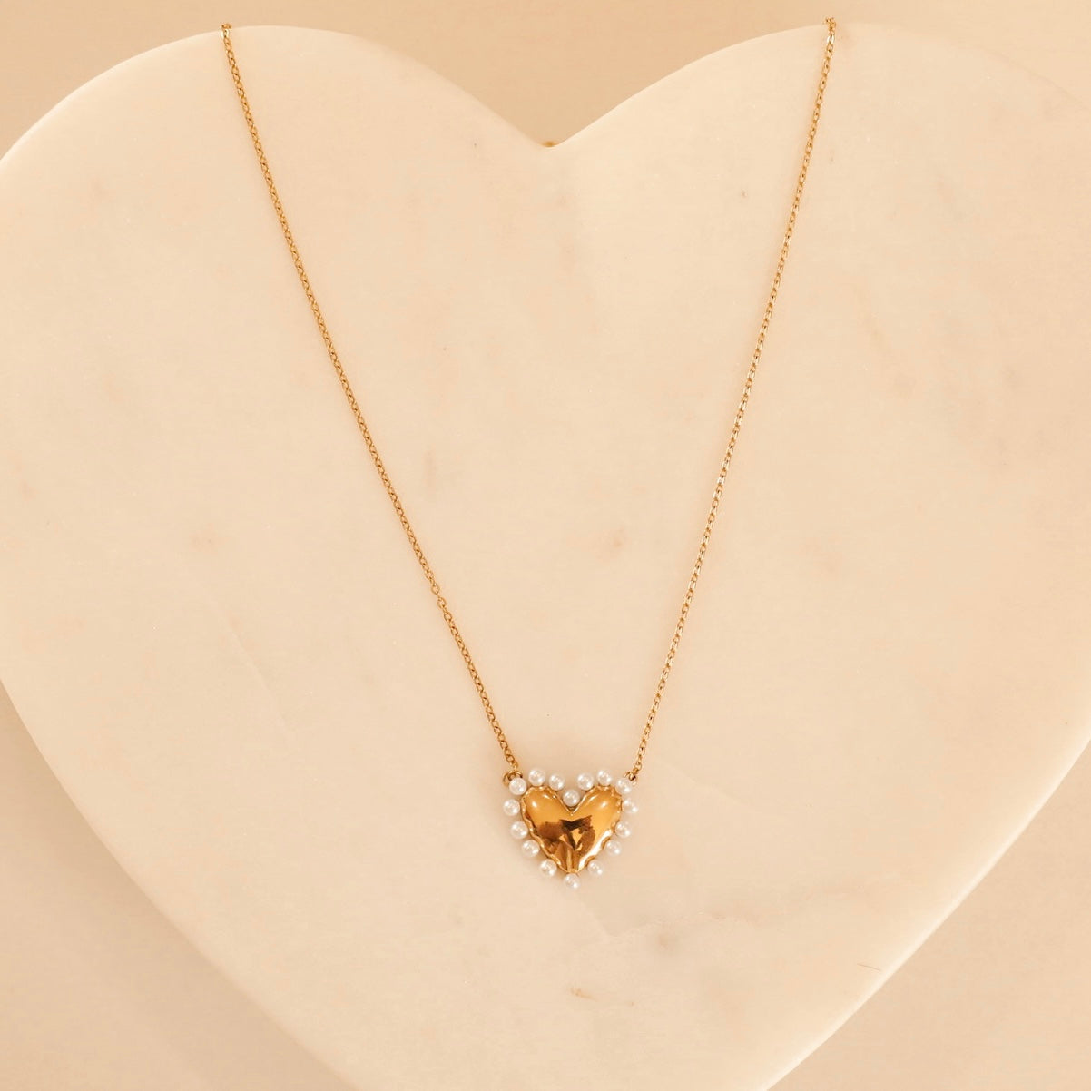 Lovebirds Pearl Heart Necklace