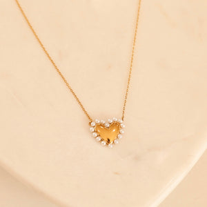 Lovebirds Pearl Heart Necklace